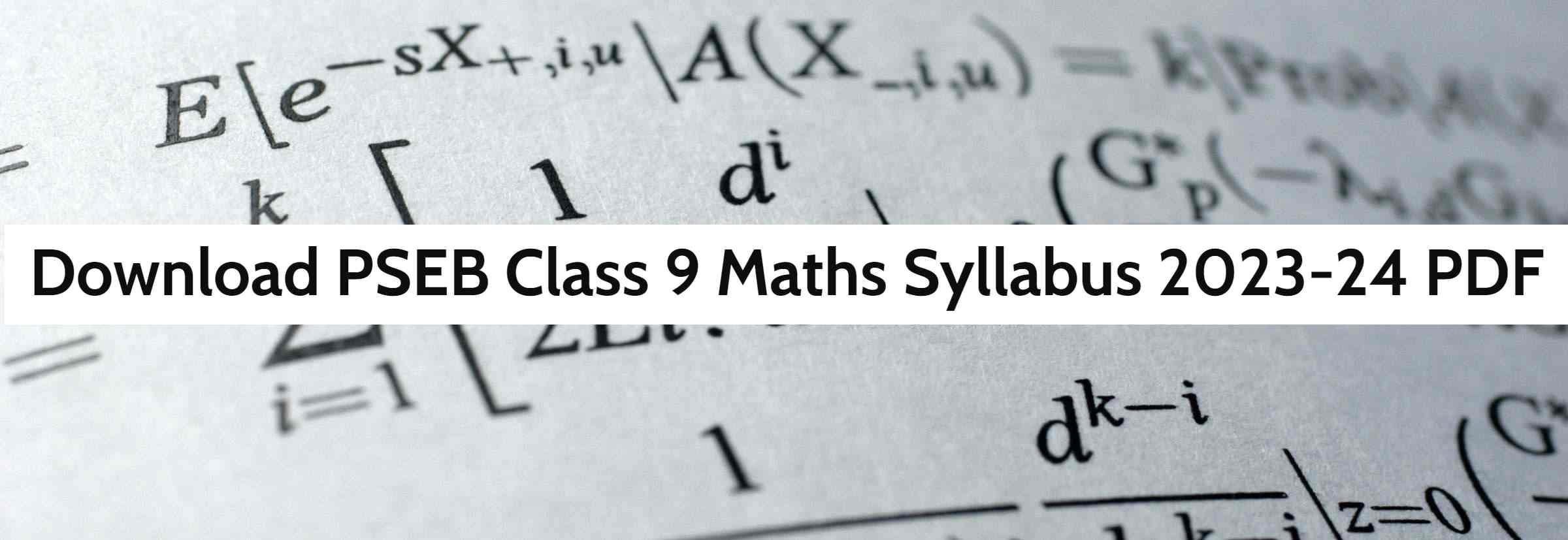 PSEB class 9 Maths Syllabus